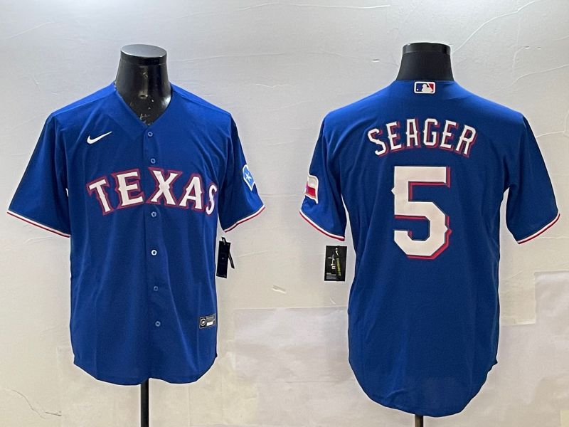 Men Texas Rangers #5 Seager Blue Game 2025 Nike MLB Jersey style 1->ncaa teams->NCAA Jersey